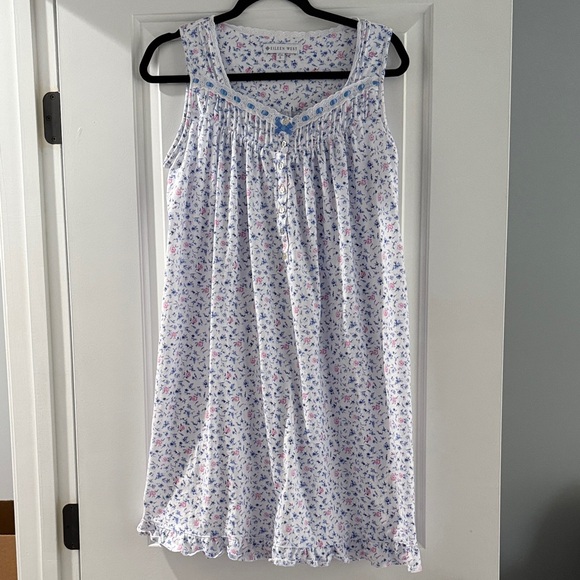 Eileen West Floral Chemise - White and Blue - Picture 1 of 5